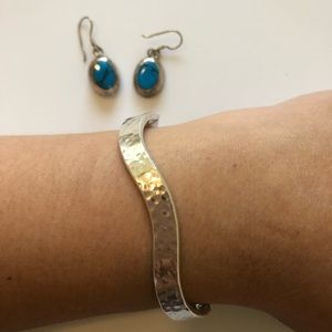 Sterling Silver Turquoise Drop Earrings & Bracelet